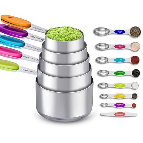 Topfeel tazas de medición de acero inoxidable para hornear y cocinar
