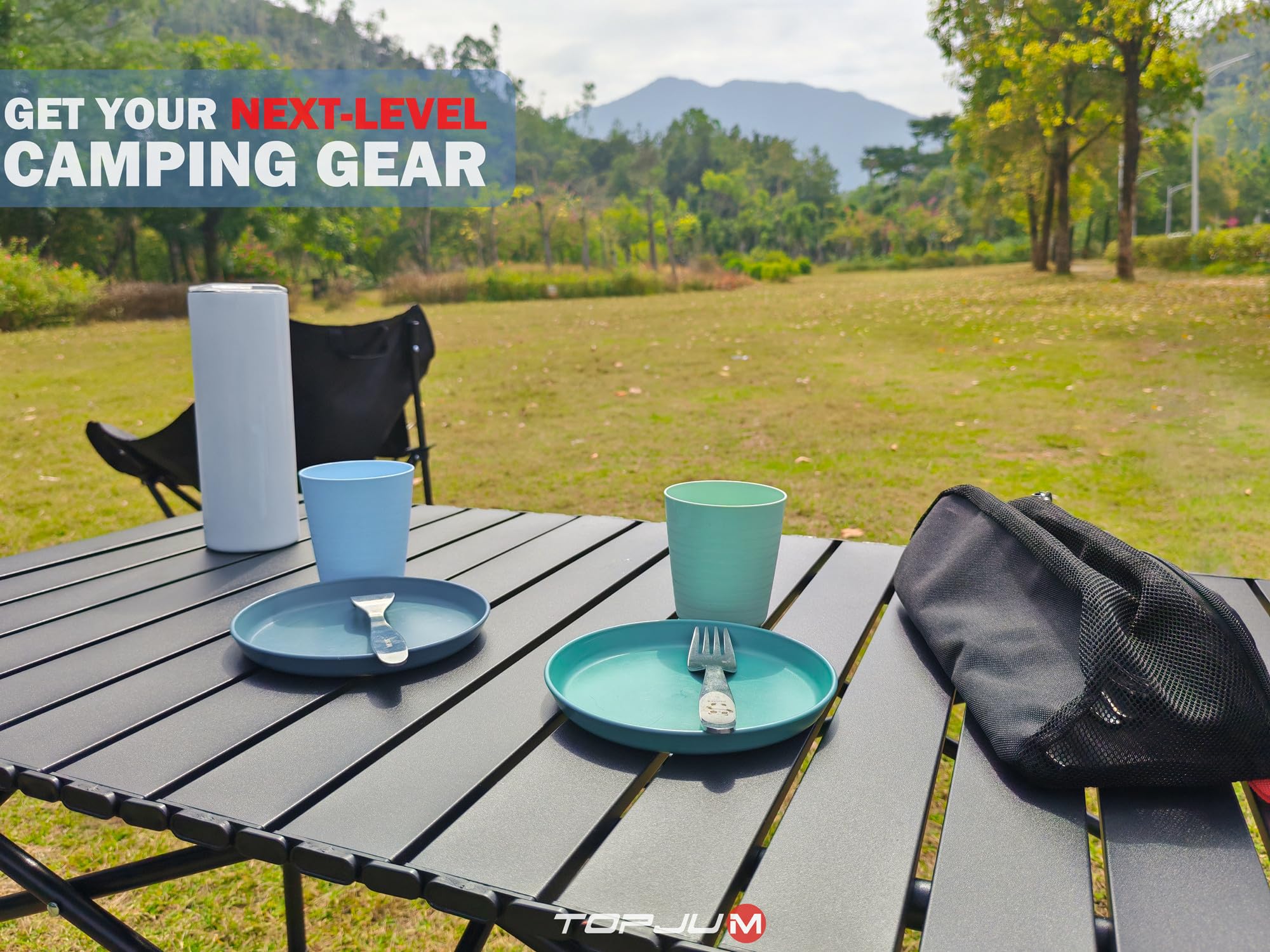 TOPJUM Camp Kitchen Organizer cremalleras rápidas para acceso eficiente.