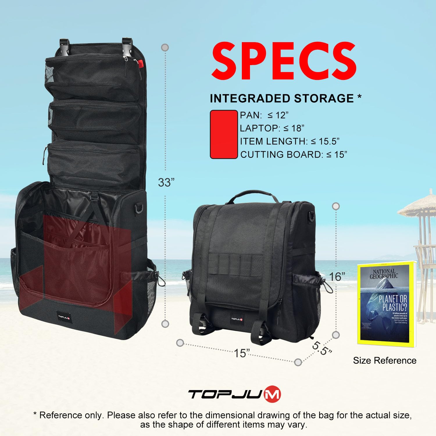 TOPJUM Camp Kitchen Organizer panel de malla externa desmontable para mayor versatilidad.