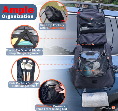 TOPJUM Camp Kitchen Organizer porta papel doble para facilitar el cambio de rollos.