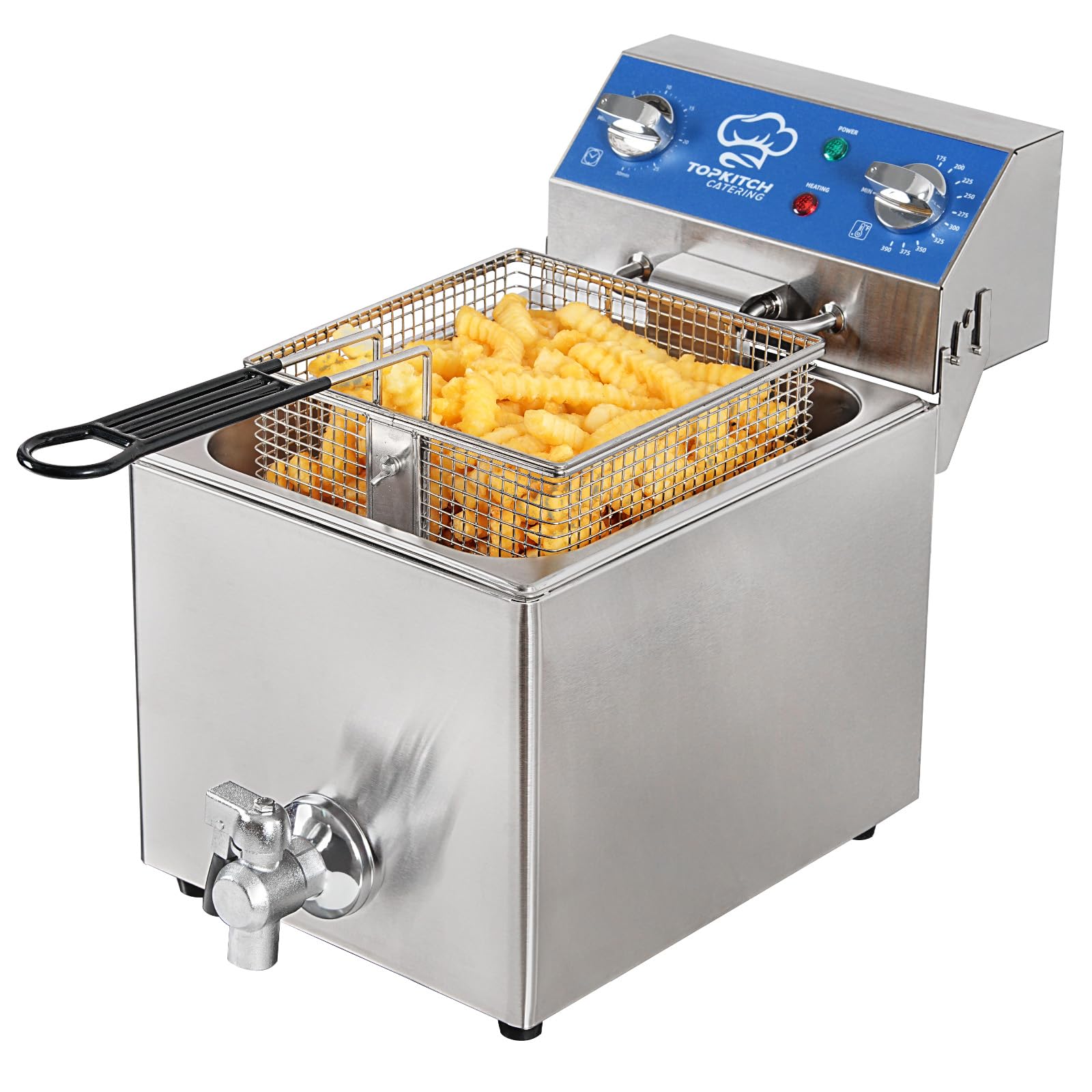 TOPKITCH freidora eléctrica 6.3 Qt frontal para frituras rápidas y uniformes.