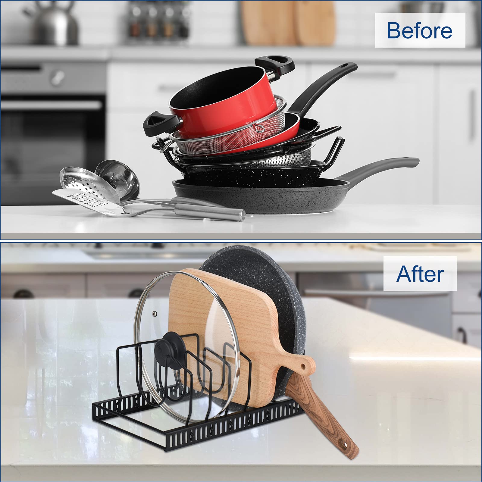 Toplife organizador para vajilla y bandejas, ideal en cocinas pequeñas.