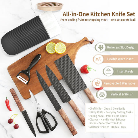 TOPLUCKY: cuchillo cocinero afilado en la mano para cortes precisos.