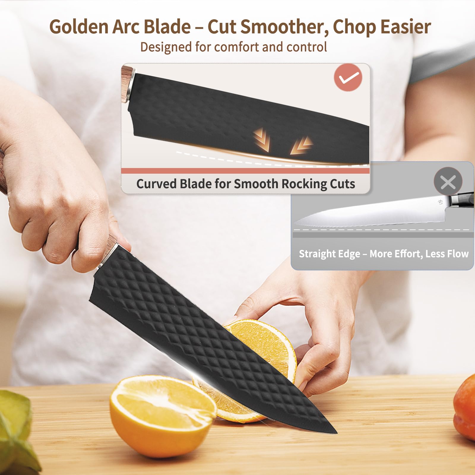 TOPLUCKY: cuchillo rebanador de precisión para carnes y verduras.