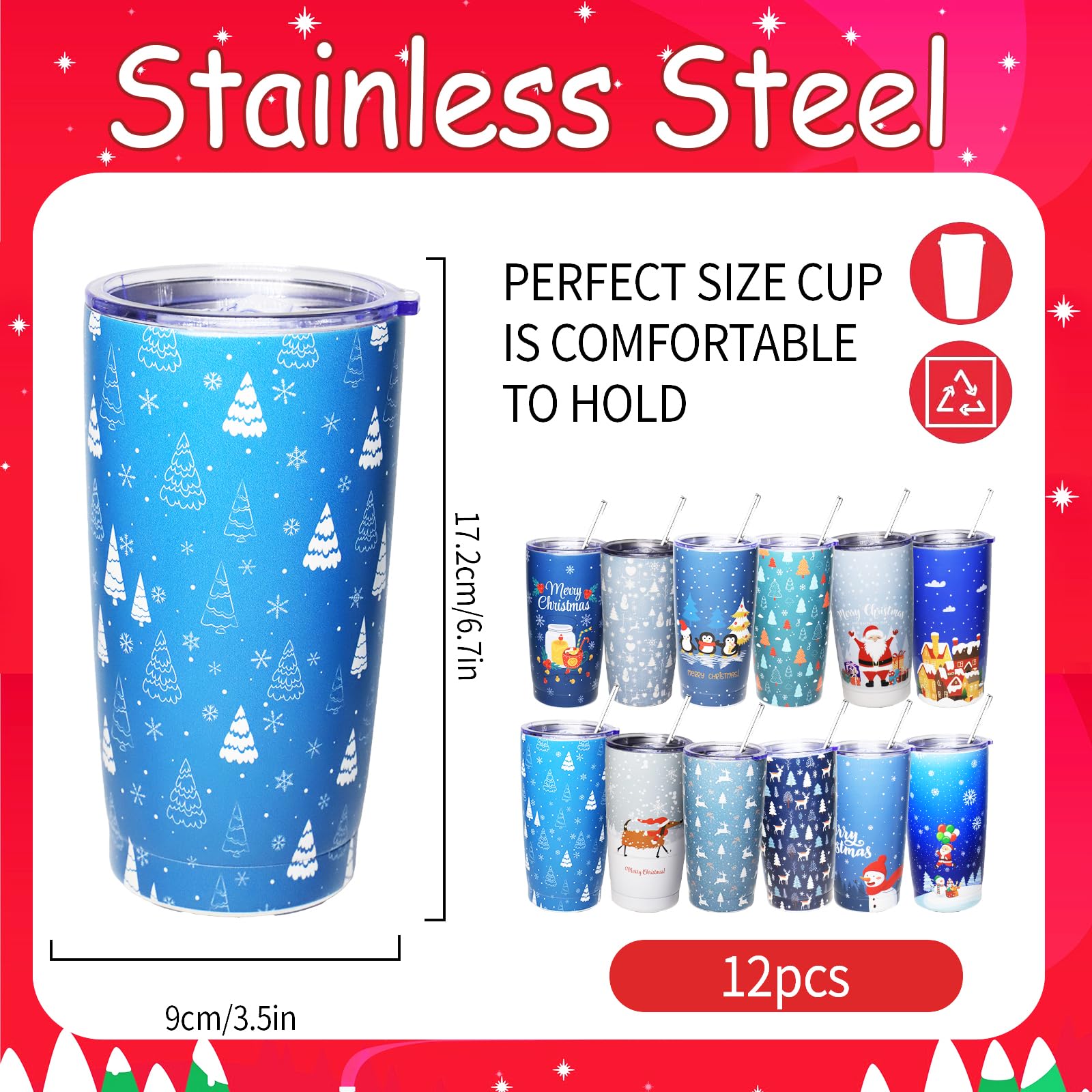 Topphopy vasos navidad 12 pajitas: comodidad y estilo para bebidas frías o calientes.
