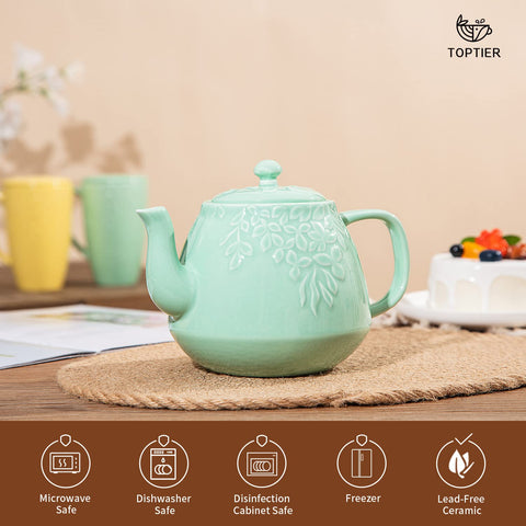Toptier Tetera con infusor de acero inoxidable 18-8, filtrado seguro para hojas sueltas.