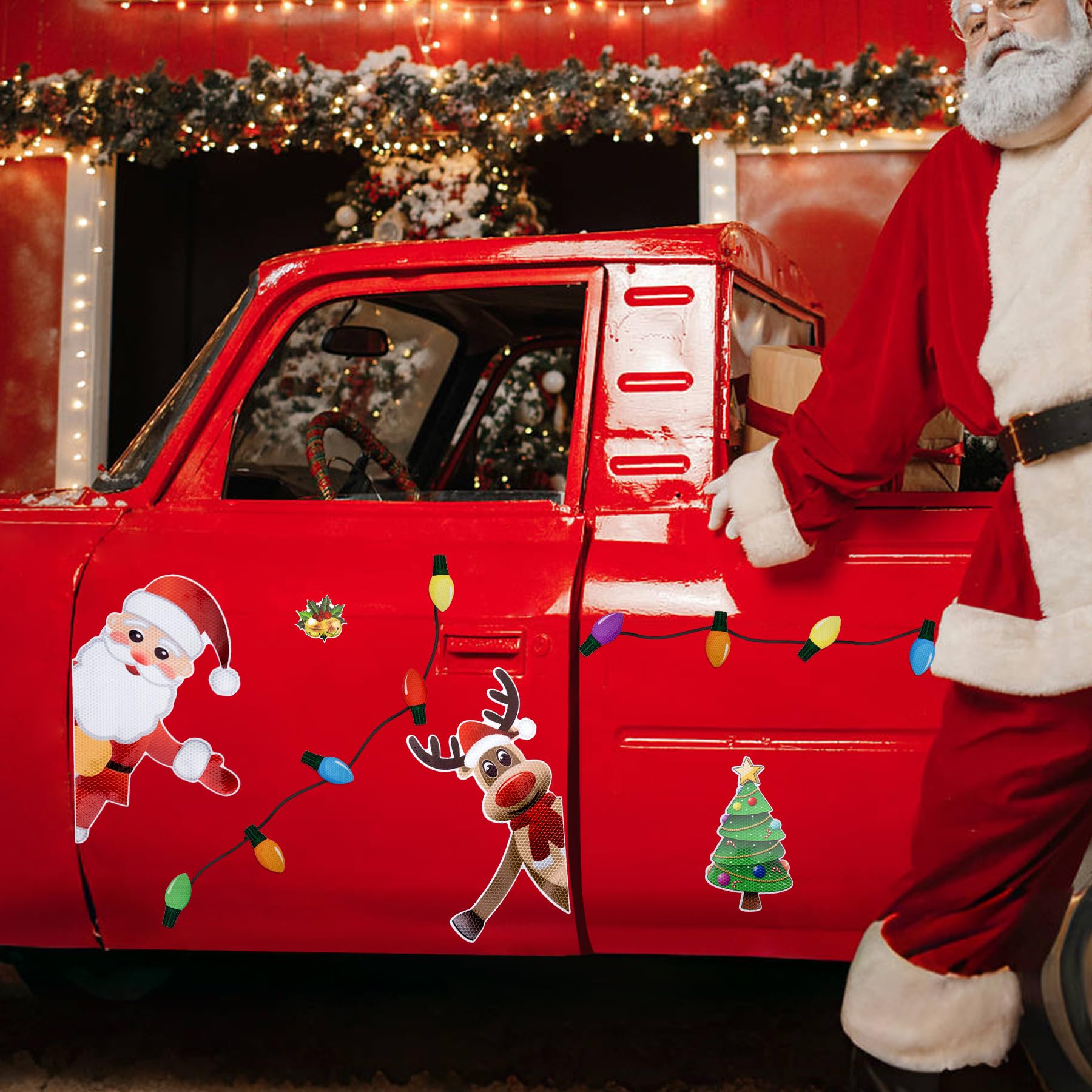 Papá Noel magnético de Toptime para coche, iluminación festiva sin dañar
