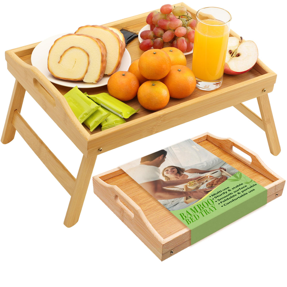 TOPULORS bandeja desayuno cama con patas plegables para comer cómodo