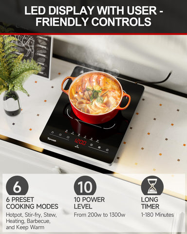 TOPWISH panel táctil LED para control preciso de cocción.