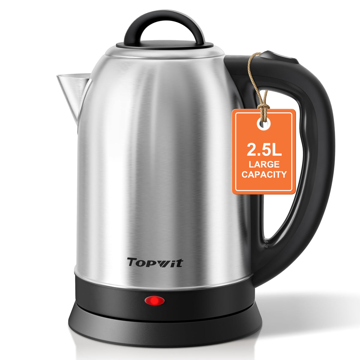 TopWit hervidor 2.5 L mostrando capacidad para familias y múltiples tazas
