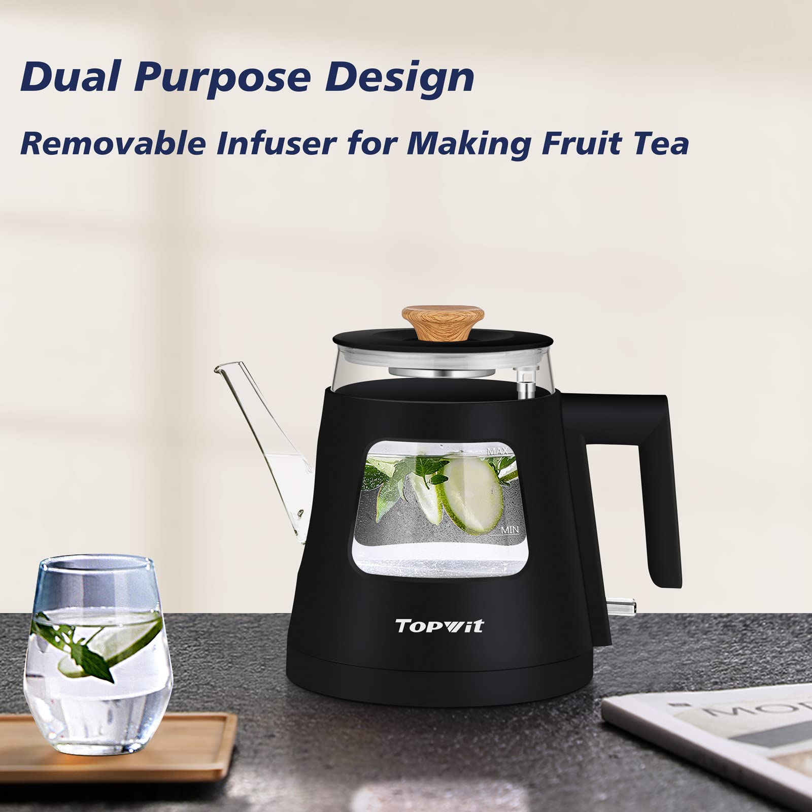 TopWit hervidor con materiales aptos para alimentos para sabor puro.