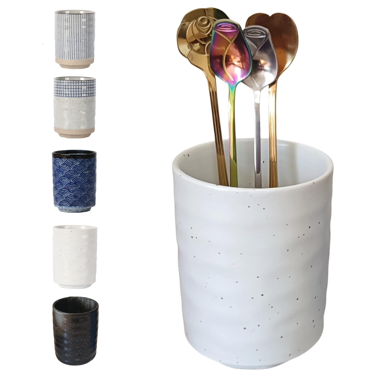Porta cucharas cerámico TOPYOKK para barista, práctico y decorativo para mesa o mostrador