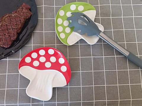 TOPYOKK soporte para cucharas de cocina en cerámica con diseño de hongo.