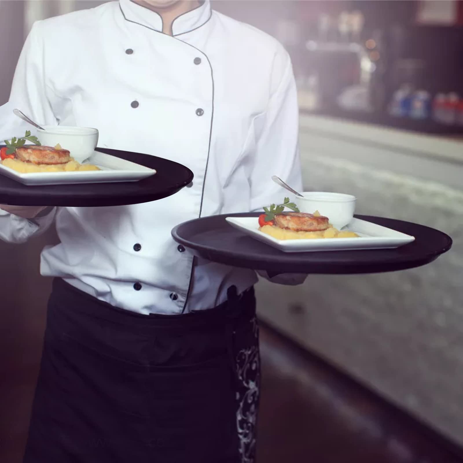 TOPZEA bandeja servicio con borde alto 16 pulgadas, mantiene objetos estables.