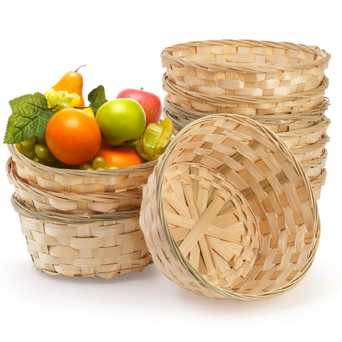 Cesta redonda TOPZEA de bambú de 8 pulgadas, perfecta para servir frutas