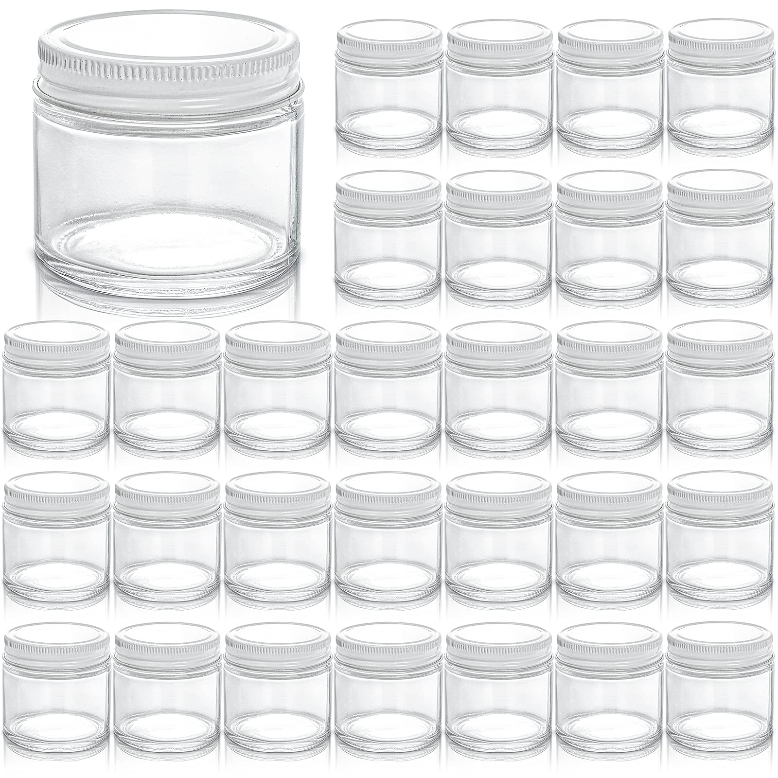 TOPZEA tarros de vidrio 2oz con tapas blancas, ideales para cremas.