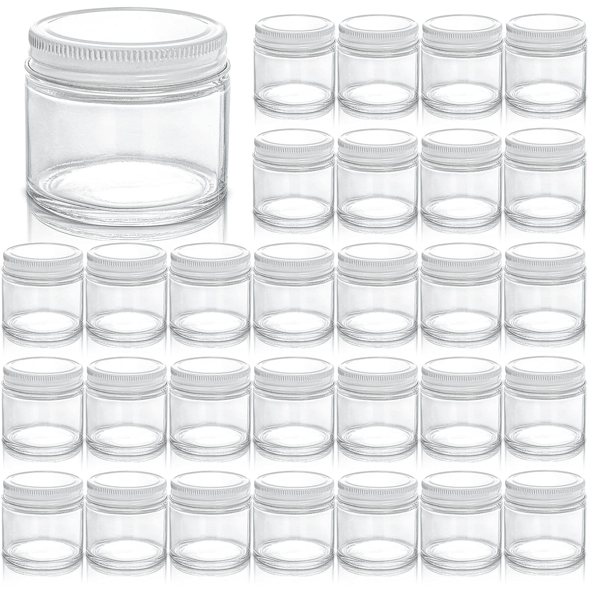 TOPZEA tarros de vidrio 2oz con tapas blancas, ideales para cremas.
