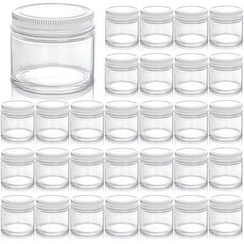 TOPZEA tarros de vidrio 2oz con tapas blancas, ideales para cremas.