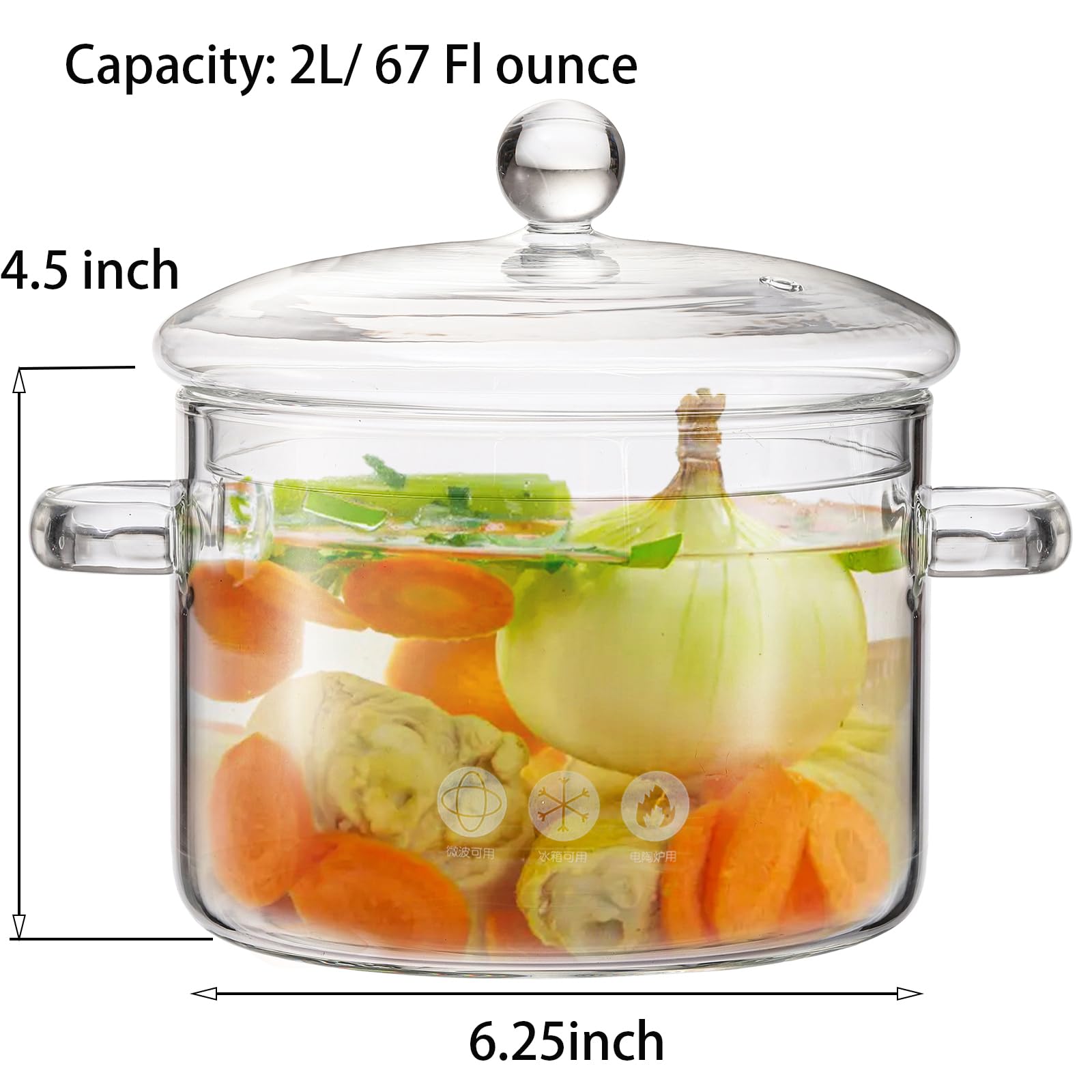 TOPZEA vidrio borosilicato transparente, cocción duradera y segura.