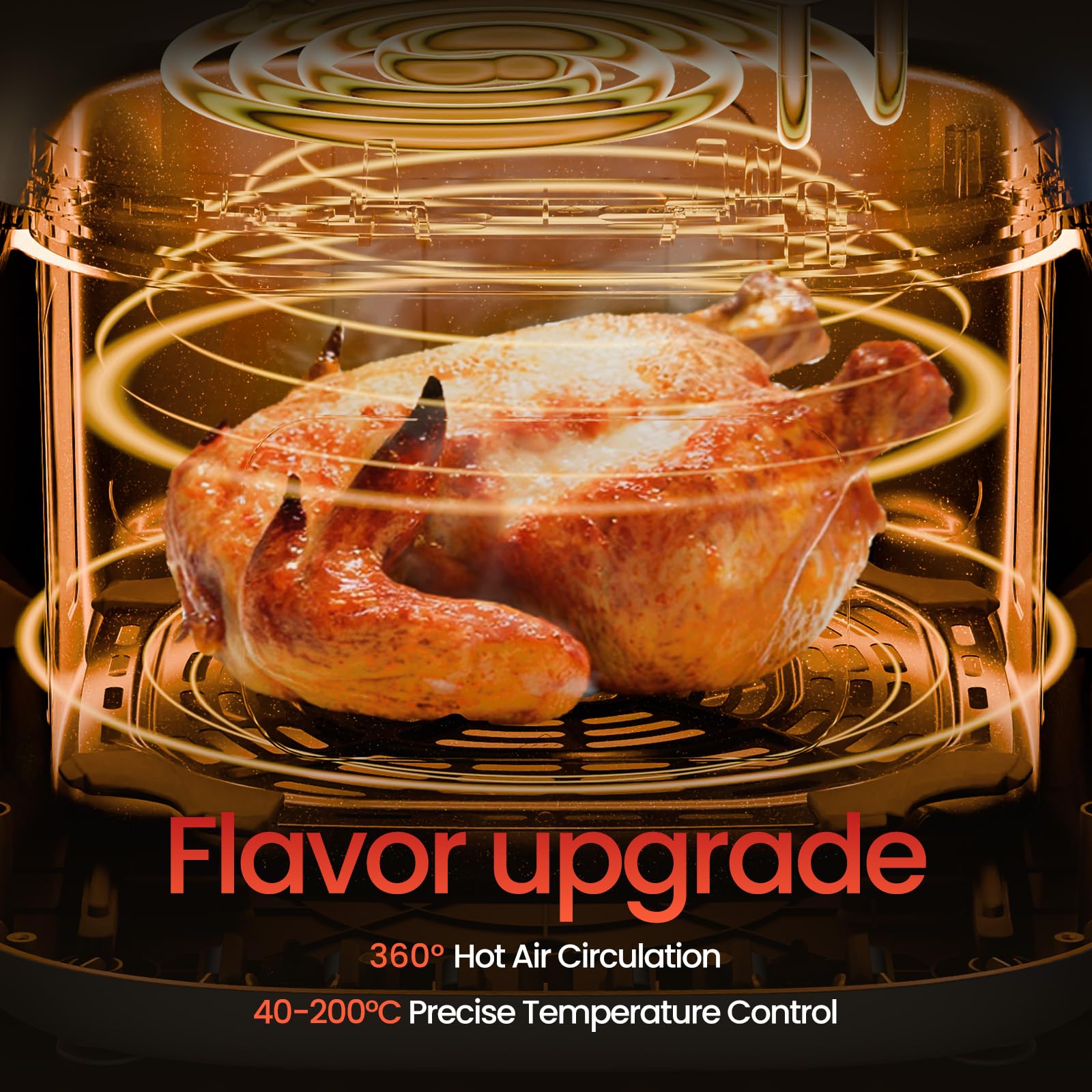 TOPZEE Air Fryer circulacion-aire-360 ofrece dorado crujiente y cocción uniforme.