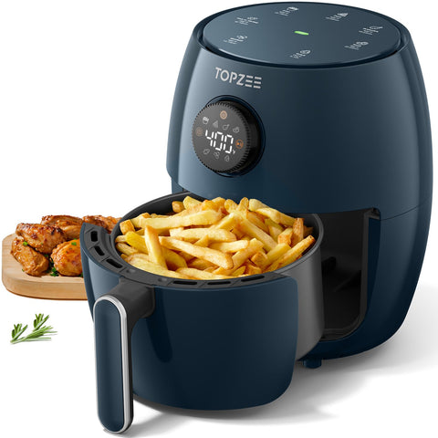 Topzee freidora de aire compacta 2-1qt frente: cocción rápida para porciones individuales.