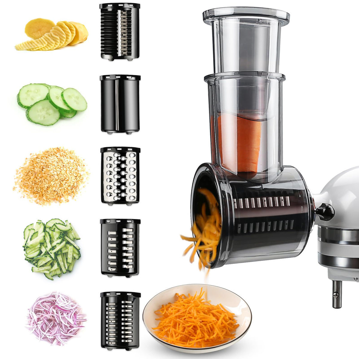 Torchero cortador en rebanadas para KitchenAid, ideal para ensaladas rápidas y uniformes.