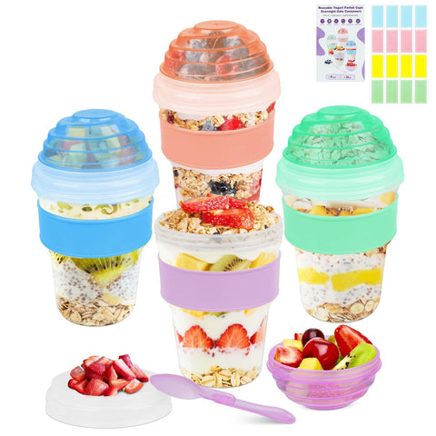 Torchero Parfait Yogur con tapa reutilizable, ideal para desayuno portátil