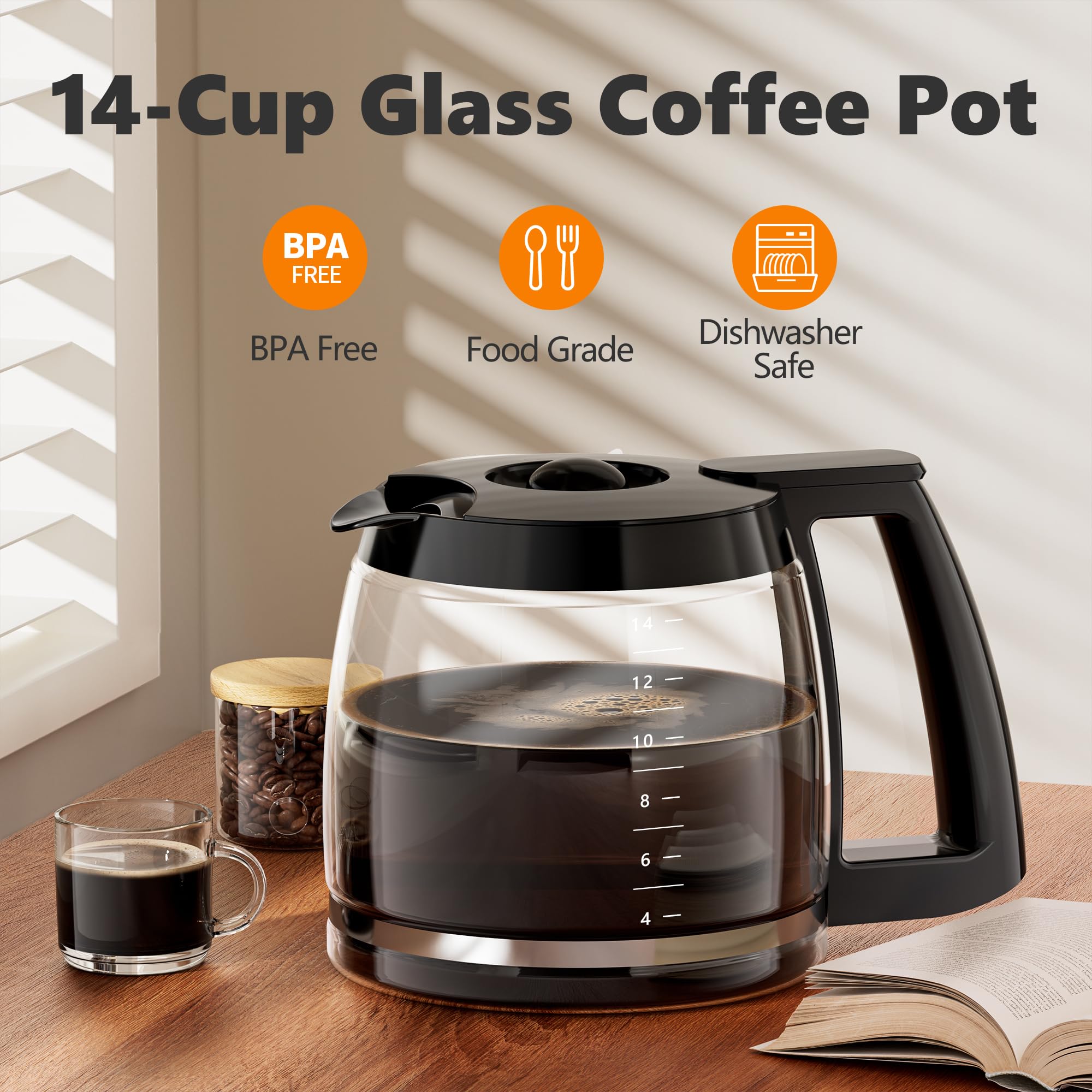 TORETAS agarre ergonómico, manejo cómodo al servir café.