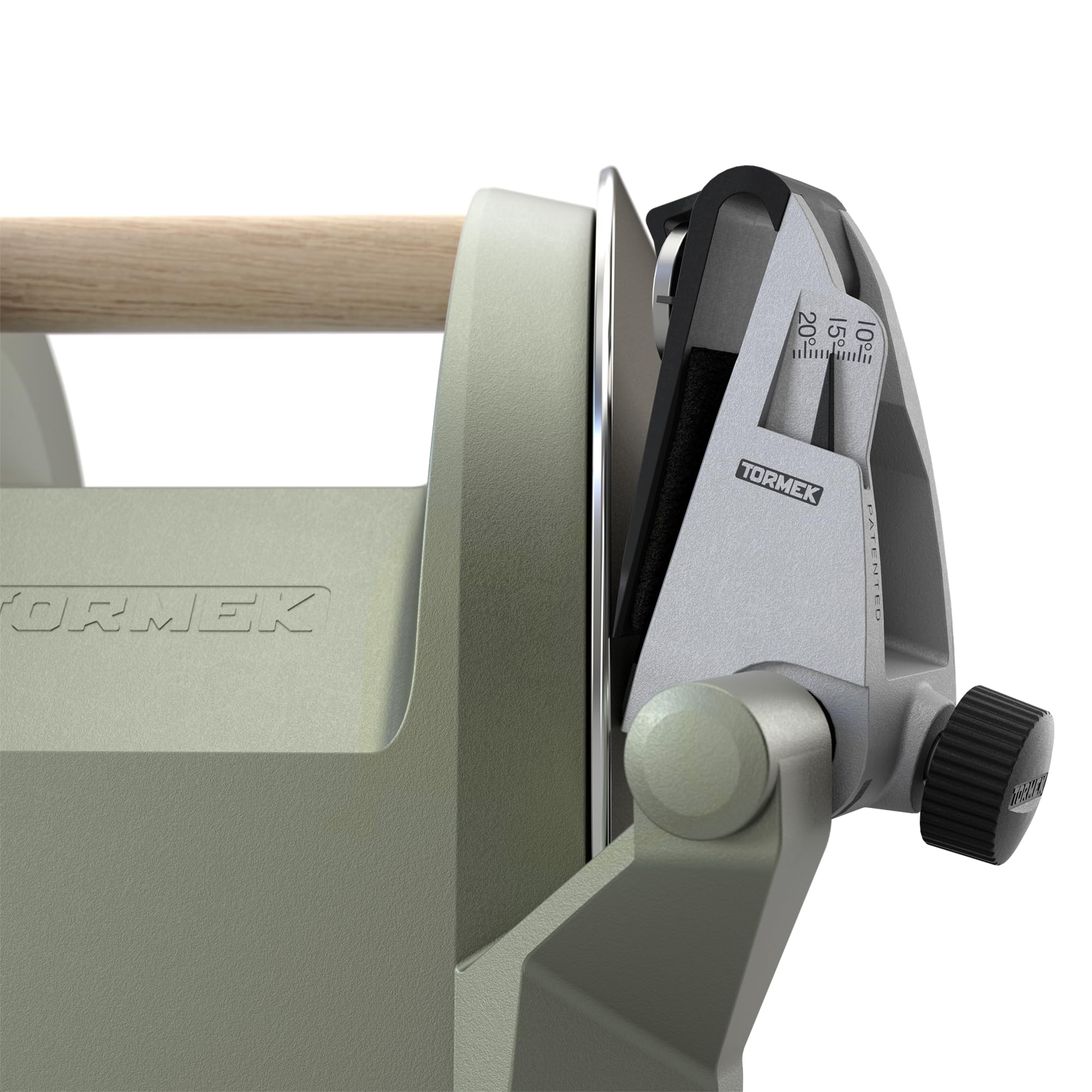 Tormek T-1, guía precisa de ángulo para un afilado controlado.