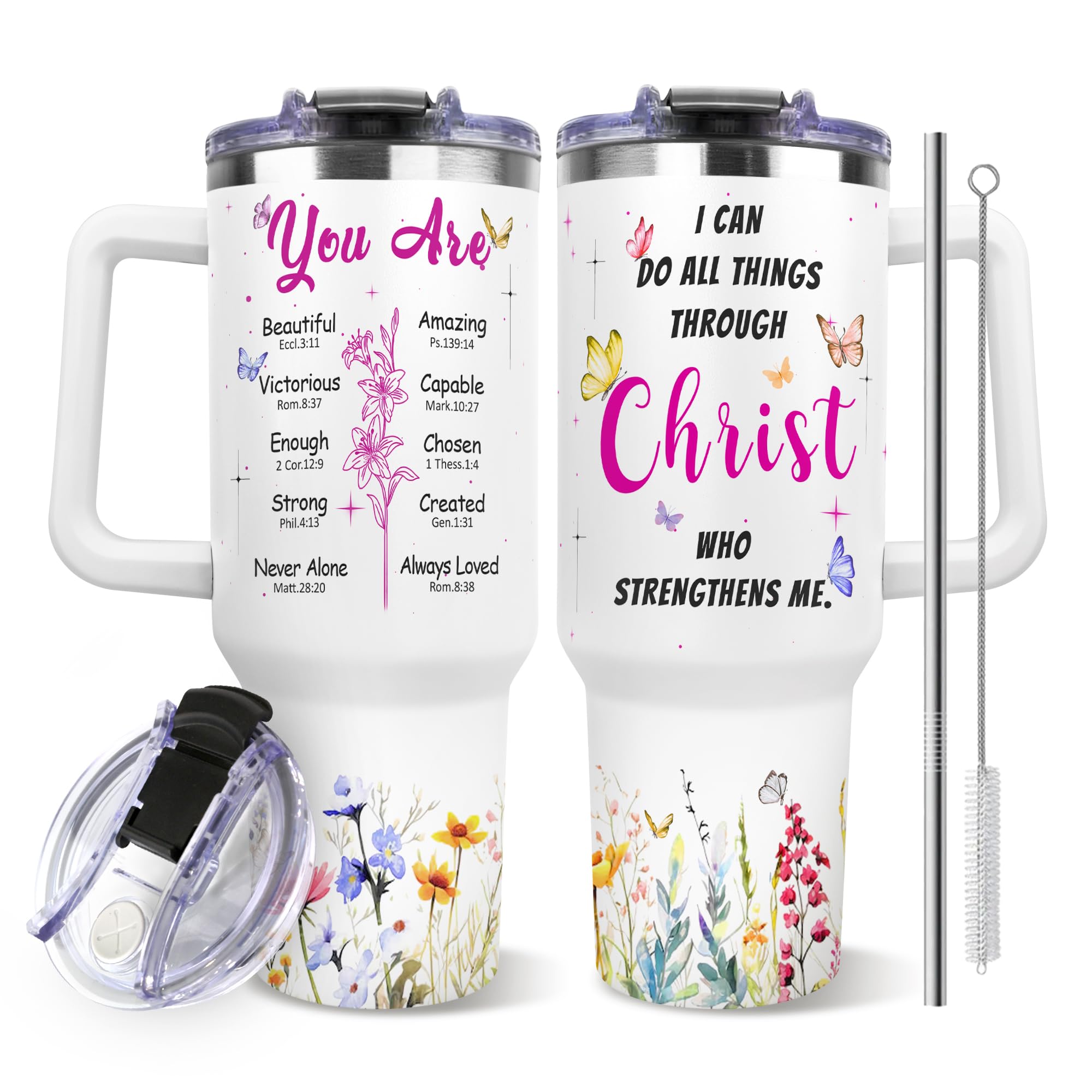 Vaso térmico cristiano Toroly de 40 onzas, regalo ideal para la fe diaria.