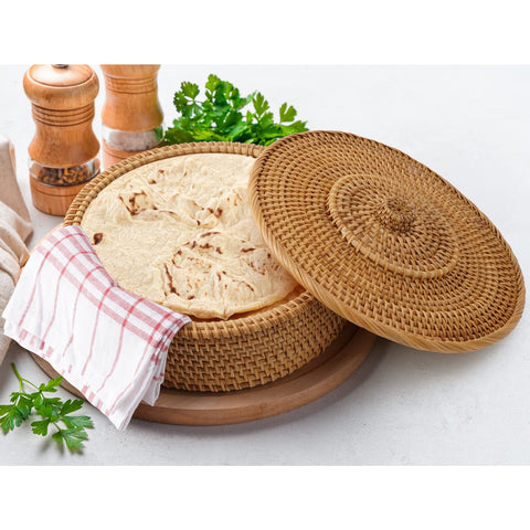 Tortillada diseño tradicional mexicano en ratán natural para servir