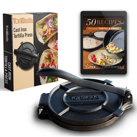 Tortillada: prensa de tortilla en hierro fundido para tortillas caseras.
