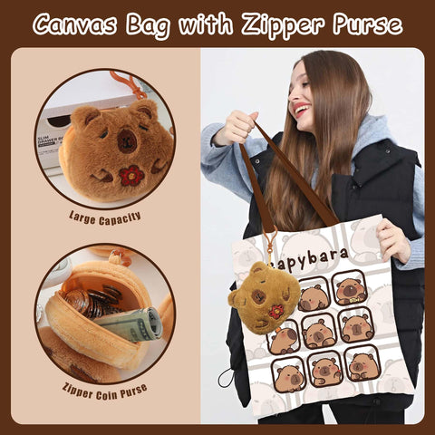Tote de lona Capybara de Torvion Crest, resistente para uso diario.