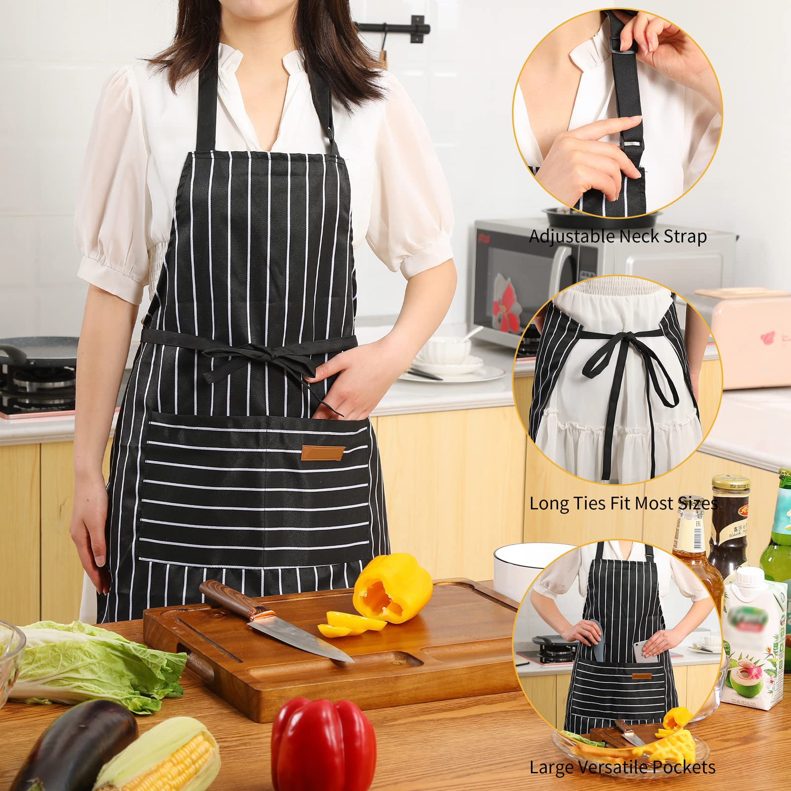 Tosewever delantal cocina mezcla algodón-poliéster, tela suave y duradera