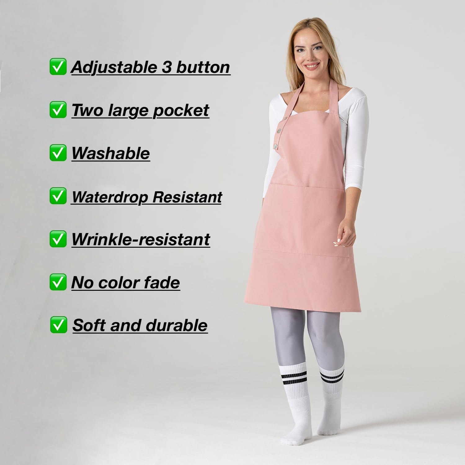 TOSHE delantal en varios colores, opción Rosa Polvo incluida