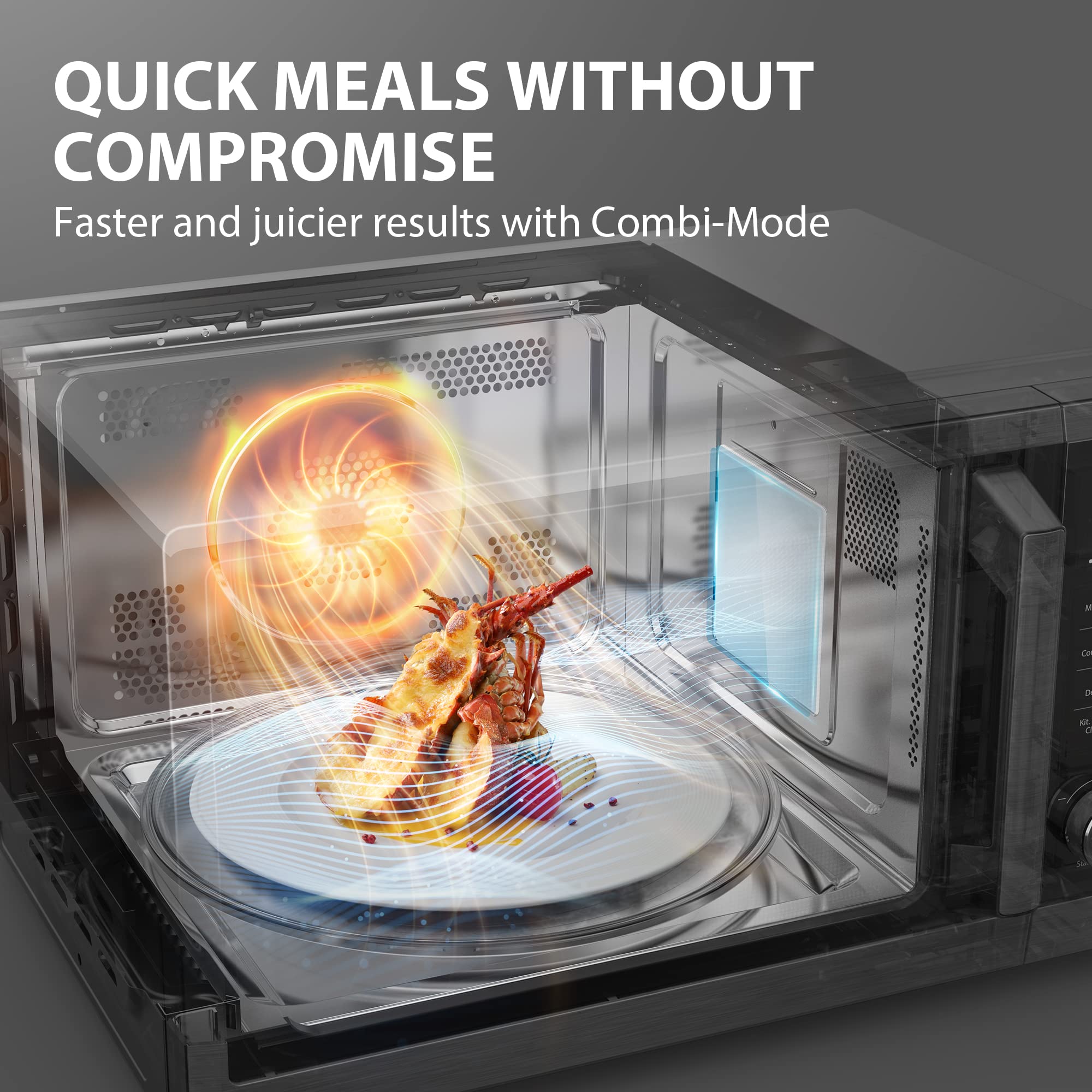 Modos combi para dorar rápido con microondas y grill.