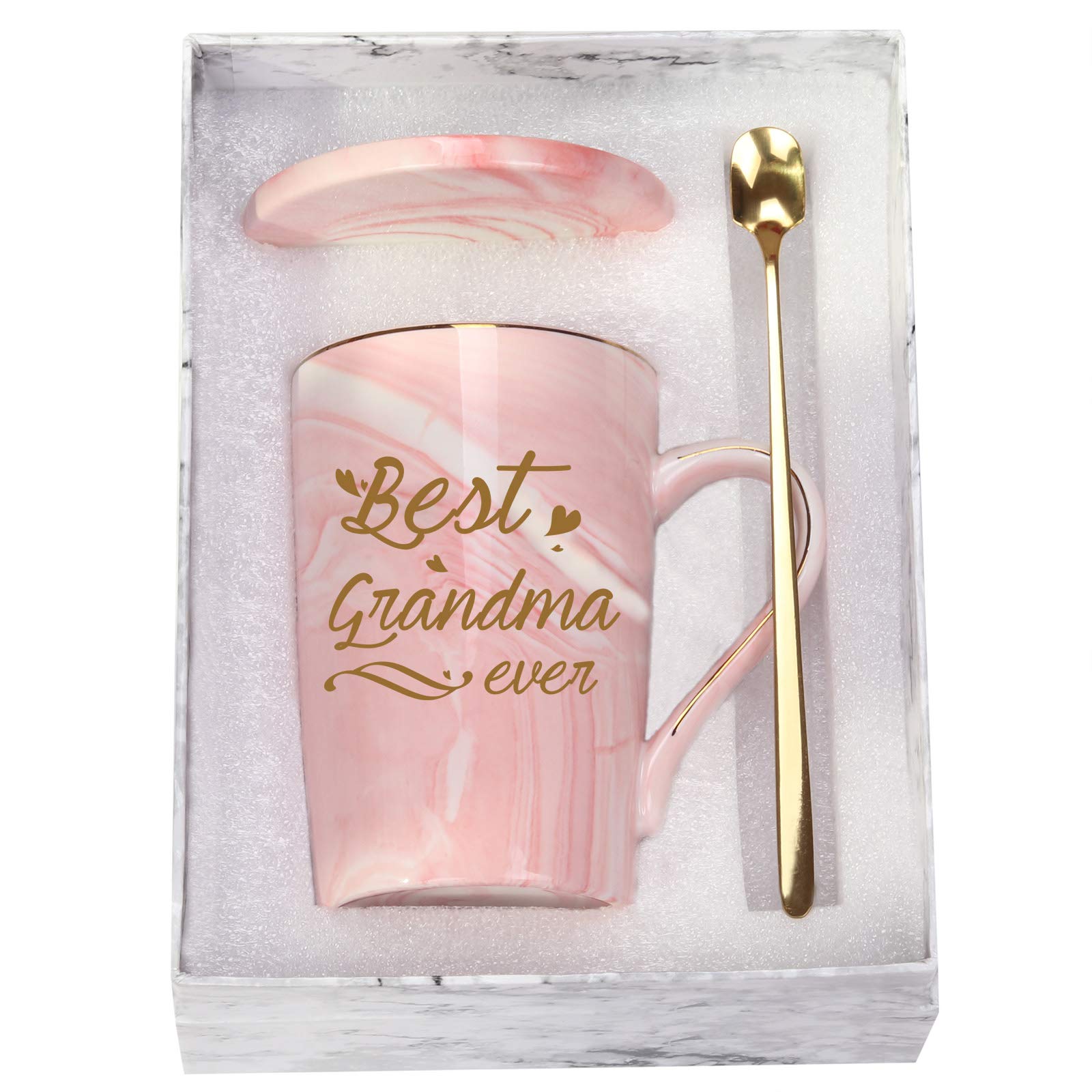 Toshiy taza mejor abuela rosa con efecto marmol, regalo elegante para ocasiones especiales
