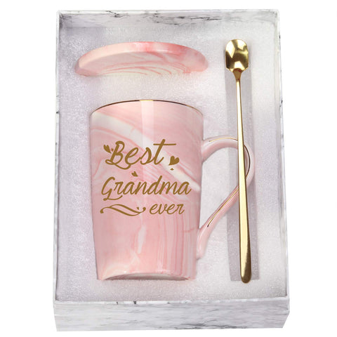 Toshiy taza mejor abuela rosa con efecto marmol, regalo elegante para ocasiones especiales
