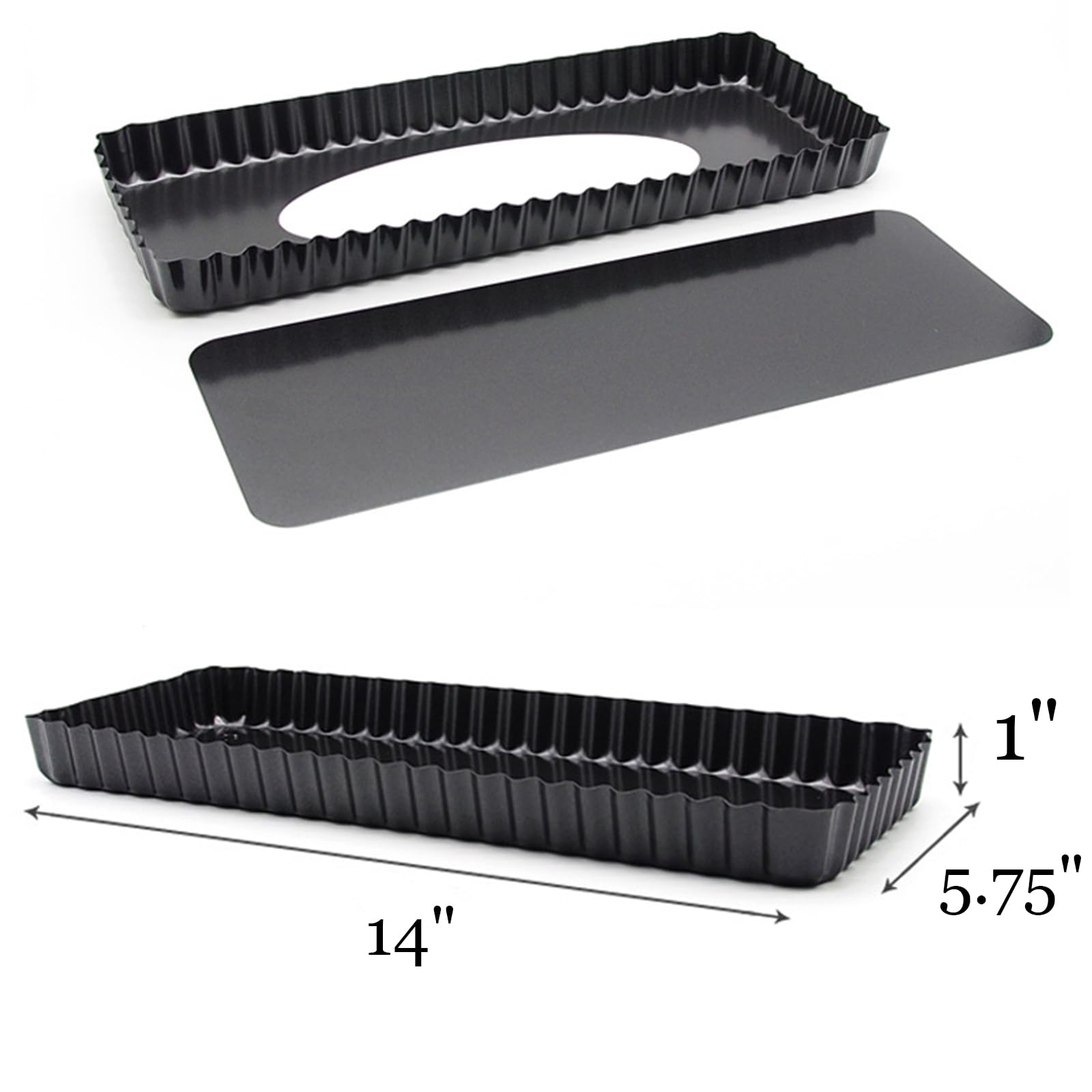 Tosnail quiche pan rectangular 14x5 con recubrimiento antiadherente para hornear fácil.