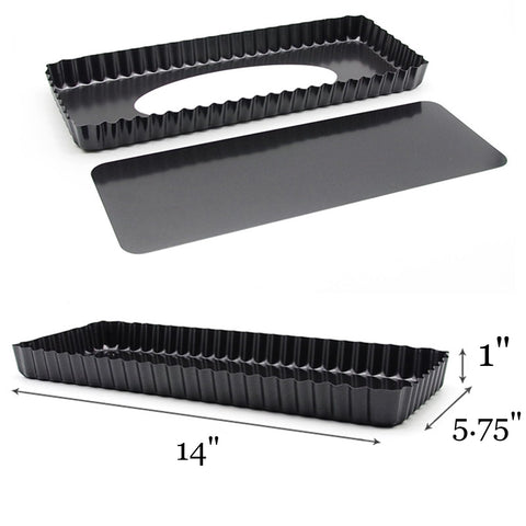 Tosnail quiche pan rectangular 14x5 con recubrimiento antiadherente para hornear fácil.