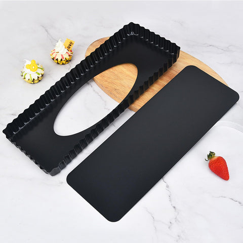 Tosnail quiche pan rectangular 14x5 diseño desmontable para desmolde sencillo.