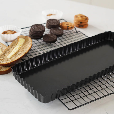 Tosnail quiche pan rectangular 14x5 condos unidades para cocinar porciones.