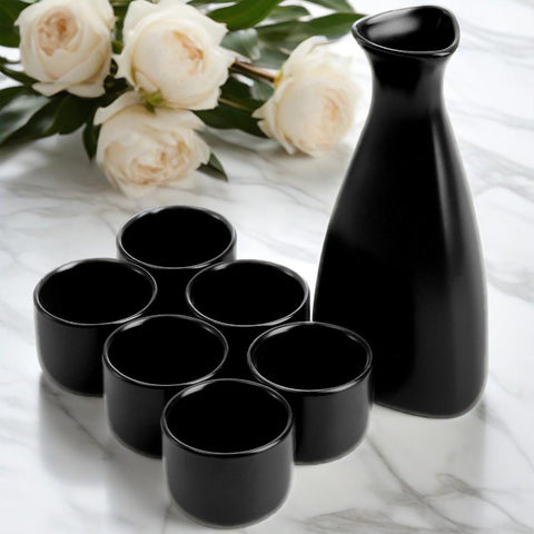 Tosnail Sake Set Diseño Negro, diseño minimalista en negro para cualquier mesa