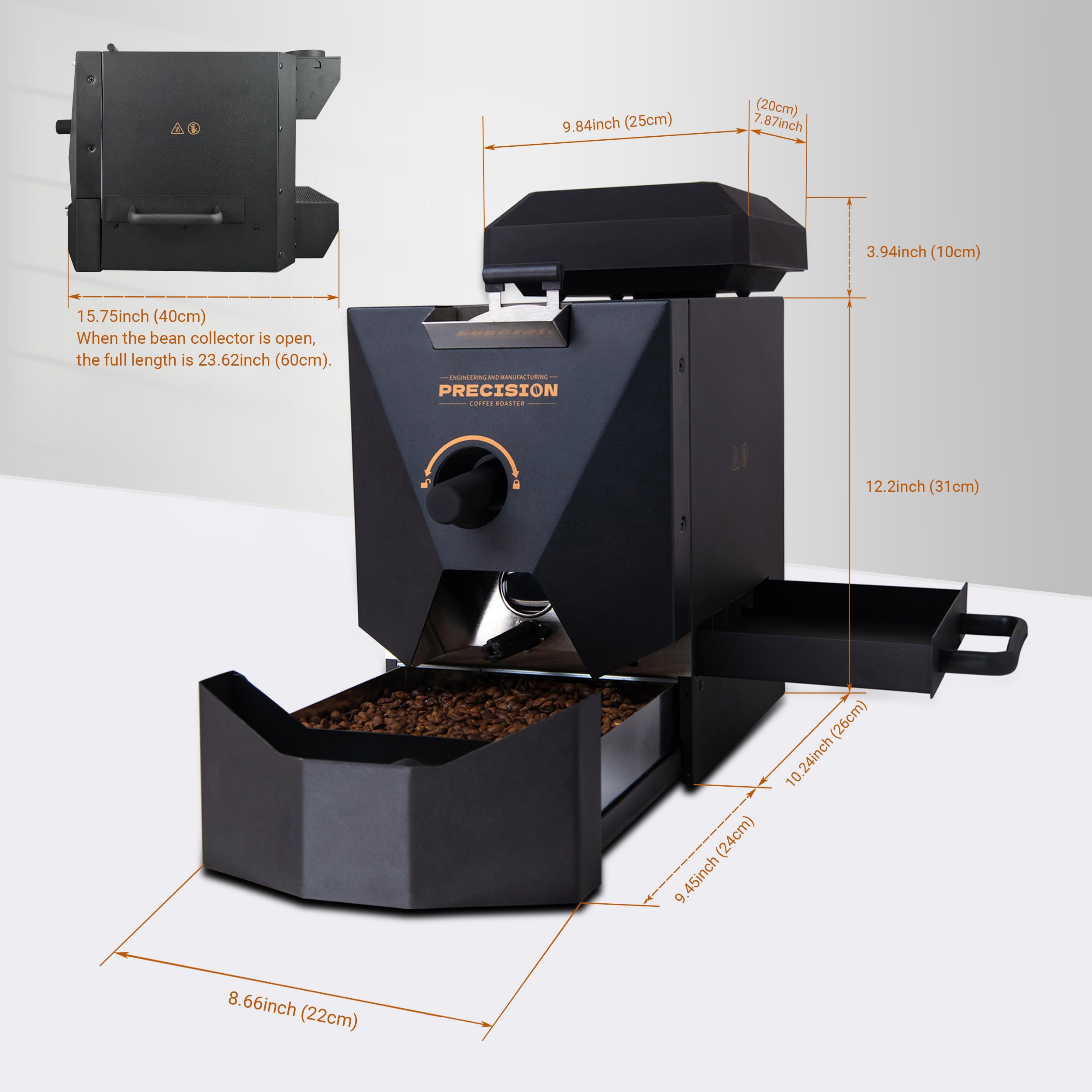 Tostadora de café de precisión: filtro de humo para una ventilación limpia