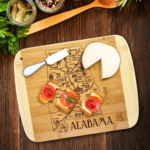 Totally Bamboo Alabama: ciudades destacadas grabadas, perfecta para conversación en mesa