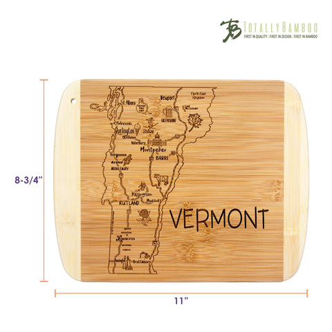 Totally Bamboo dimensiones 11x8-75 pulgadas, superficie amplia para cortar y servir.