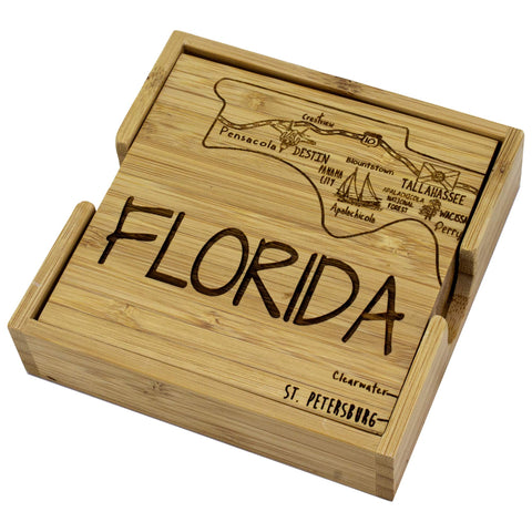 Totally Bamboo Florida: grabado láser, posavasos duraderos para bebidas frías o calientes.