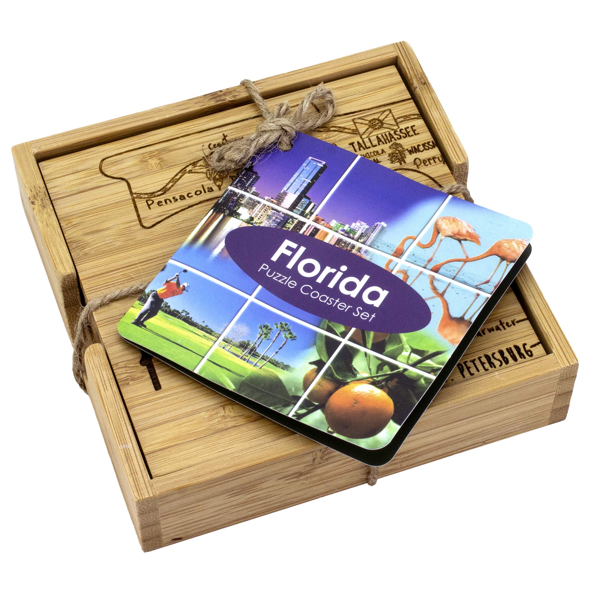 Totally Bamboo estuche resistente: almacenamiento práctico para el juego de posavasos.