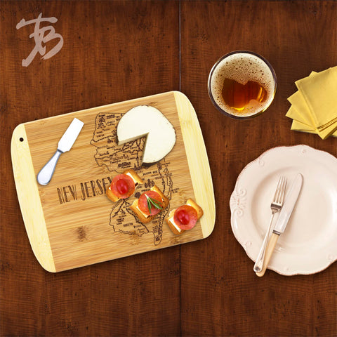 Totally Bamboo grabado de lugares de Nueva Jersey para servir en la mesa.