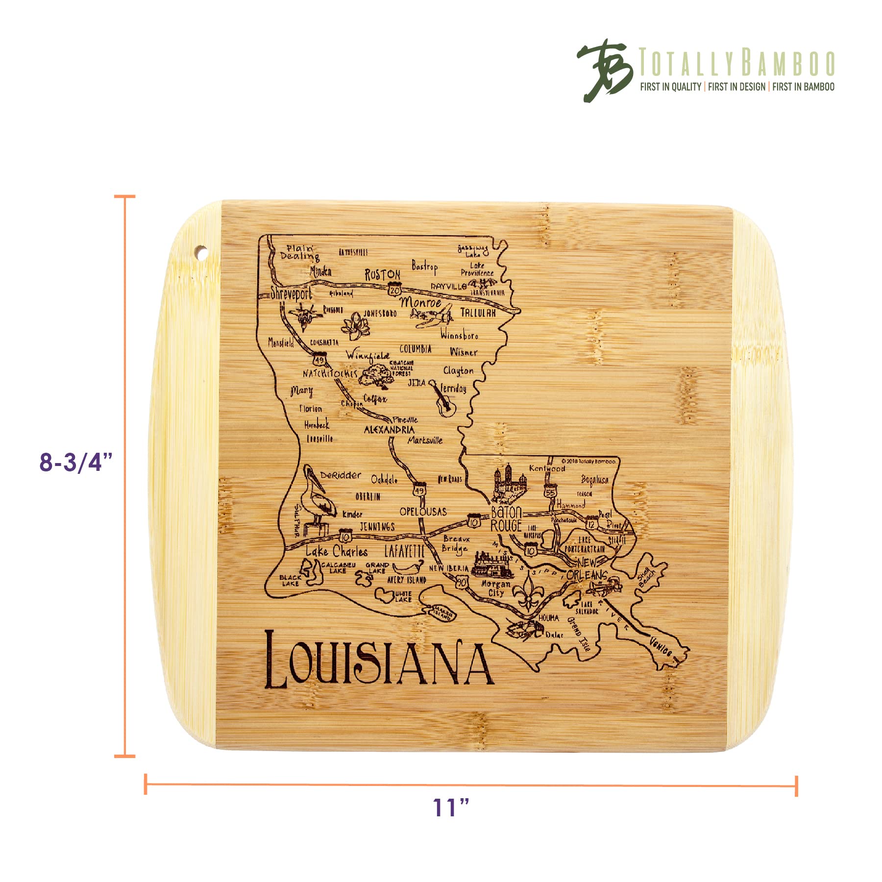 Totally Bamboo Louisiana: superficie fácil de limpiar para cortar y servir
